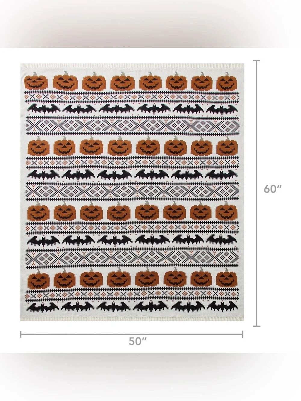 My Texas house Orange Pumpkin Bat Knit Throw Halloween Decorative Blanket viral